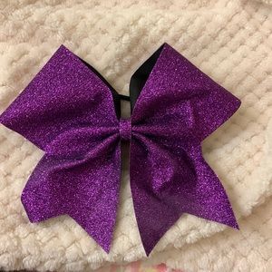 Purple sparkly cheer bow
